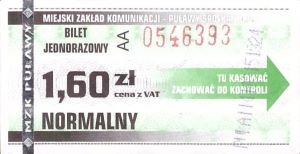 Bilet Puławy 1,60