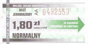 Bilet Puławy 1,80