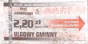 Bilet Puławy 2,20