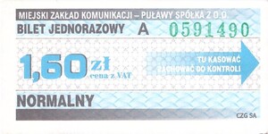 Bilet Puławy 1,60