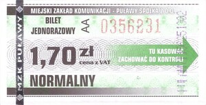 Bilet Puławy 1,70