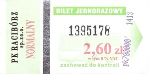 Bilet Racibórz 2,60