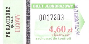 Bilet Racibórz 4,60