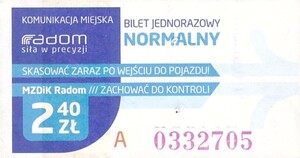 Bilet Radom 2,40