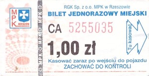 Bilet Rzeszów 1,00