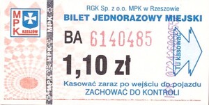 Bilet Rzeszów 1,10