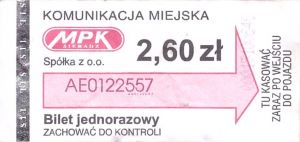 Bilet Sieradz 2,60