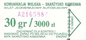 Bilet Skarżysko Kamienna 30/3000