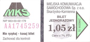 Bilet Skarżysko Kamienna 1,05