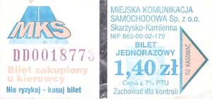 Bilet Skarżysko Kamienna 1,40