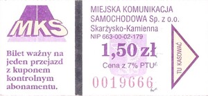 Bilet Skarżysko Kamienna 1,50