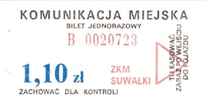 Bilet Suwałki 1,10