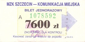Bilet Szczecin 7600