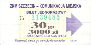 Bilet Szczecin 30/3000