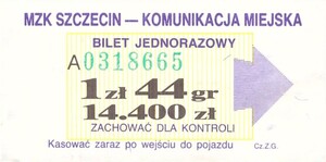 Bilet Szczecin 1,44/14,400