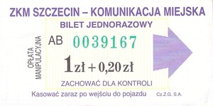Bilet Szczecin 1+0,20