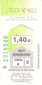 Bilet Tomaszów Mazowiecki 1,40