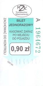 Bilet Tomaszów Mazowiecki 0,90