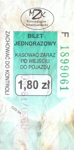 Bilet Tomaszów Mazowiecki 1,80