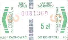 Bilet Toruń 5 KARNET