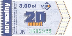 Bilet Tychy 3,00 zielony numerator