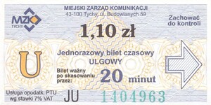 Bilet Tychy 1,10 zielony numerator