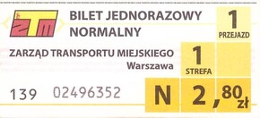 Bilet Warszawa 2,80