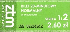 Bilet Warszawa 2,60
