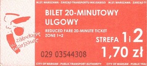 Bilet Warszawa 1,70
