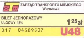 Bilet Warszawa 1,25