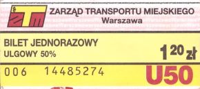 Bilet Warszawa 1,20