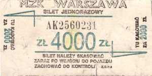 Bilet Warszawa 4000