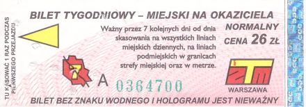 Bilet Warszawa 26