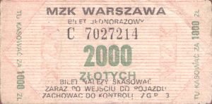 Bilet Warszawa 2000