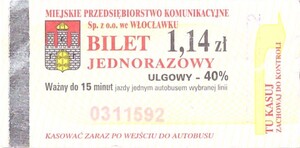 Bilet Włocławek 1,14