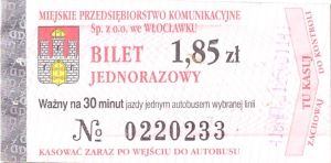 Bilet Włocławek 1,85 No