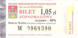 Bilet Włocławek 1,05