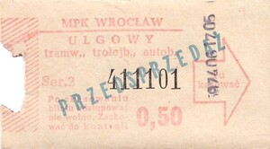 Bilet Wrocław 0,50