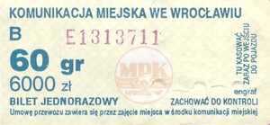 Bilet Wrocław 60/6000