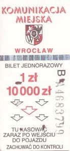 Bilet Wrocław 1/10000 pion