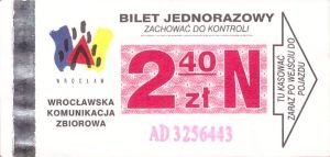 Bilet Wrocław 2,40