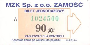 Bilet Zamość 90