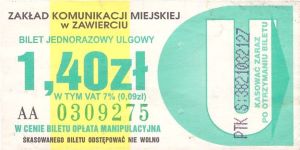 Bilet Zawiercie 1,40