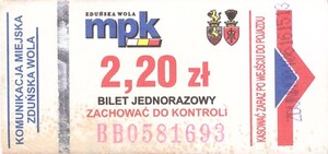 Bilet Zduńska Wola 2,20