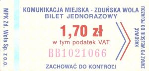 Bilet Zduńska Wola 1,70