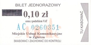 Bilet Zgierz 0,10