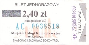 Bilet Zgierz 2,40