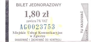 Bilet Zgierz 1,80
