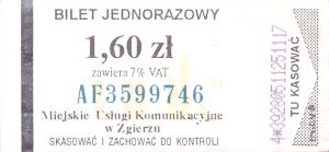 Bilet Zgierz 1,60