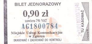 Bilet Zgierz 0,90